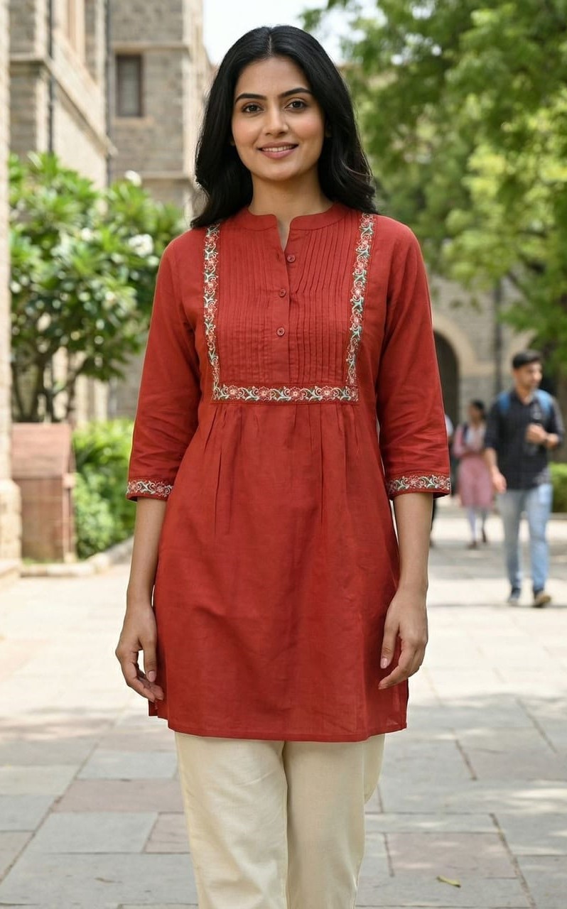 Heavy Embroidery Multi Color in  Short Tops